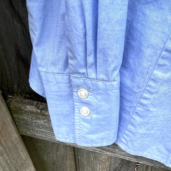 ANN TAYLOR Oxford Tailored 3/4 Sleeve Button Down Cotton Shirt Blouse 10 M Blue - Picture 5 of 6